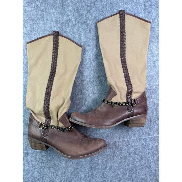 Guess Women's 9.5 Tan/Brown Canvas Leather Boots - Picture 9 of 9